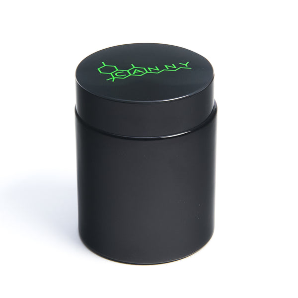 CANNY Glass Stash Jar – UV Storage Herb Jar and Lid Air-Tight Smell Proof Container Odor Resistant (Black)